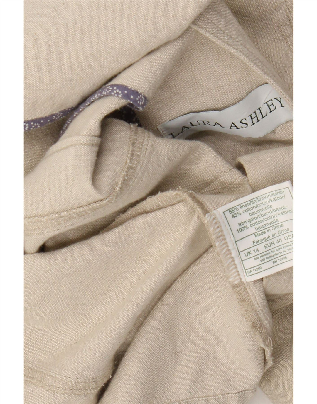 Laura Ashley Damen-Blazerjacke mit 3 Knöpfen, Gr. 14, Größe L, Beige, Leinen
