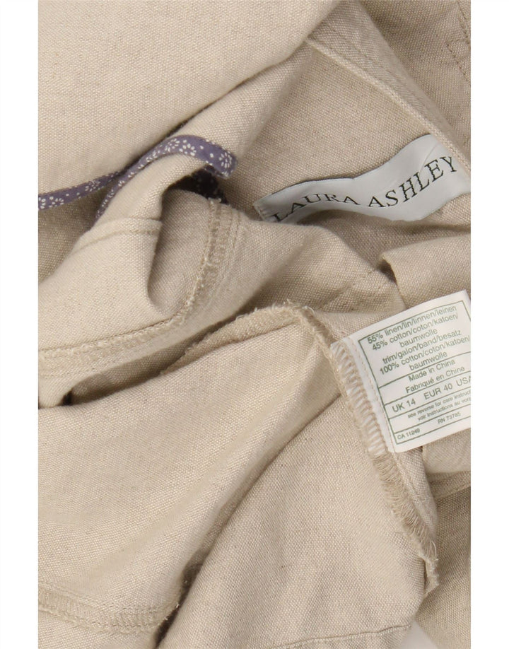 Laura Ashley Damen-Blazerjacke mit 3 Knöpfen, Gr. 14, Größe L, Beige, Leinen
