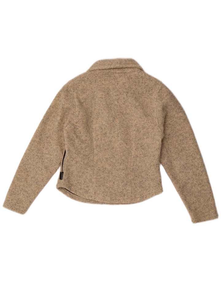 Jack Wolfskin Damen-Cardigan-Pullover UK 10 Small Beige geflecktes Polyester