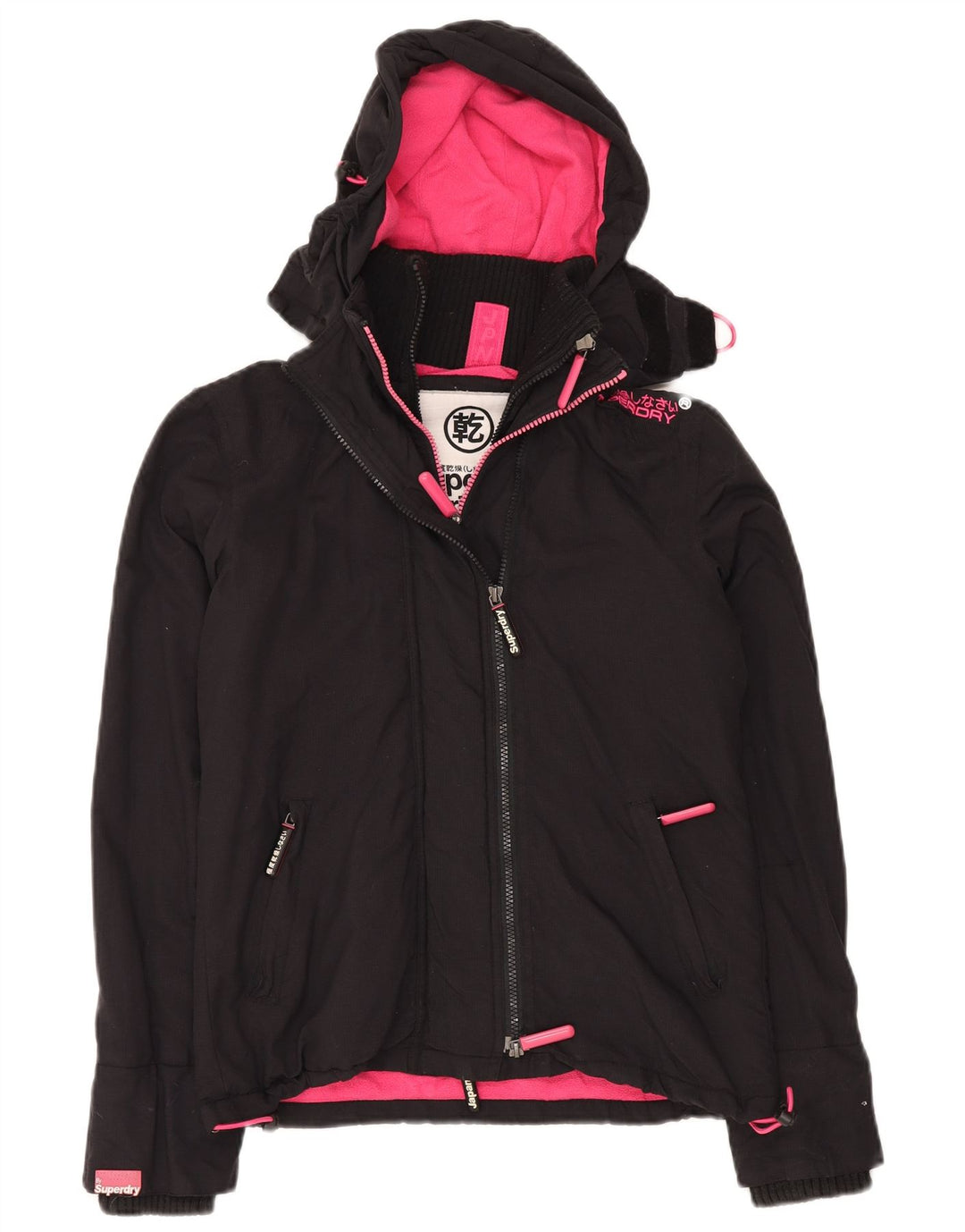SUPERDRY Damen Übergroße Windjacke mit Kapuze, UK 6, XS, Schwarz