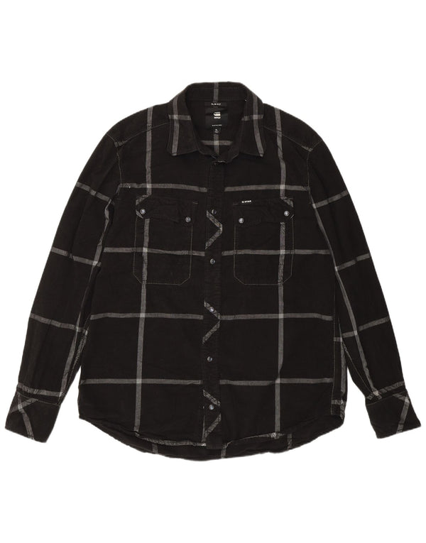 G-Star Herren-Cordhemd XL, schwarz kariert, Baumwolle