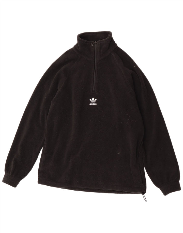 Adidas Herren-Fleecepullover mit Reißverschluss, Größe S, Schwarz, Polyester