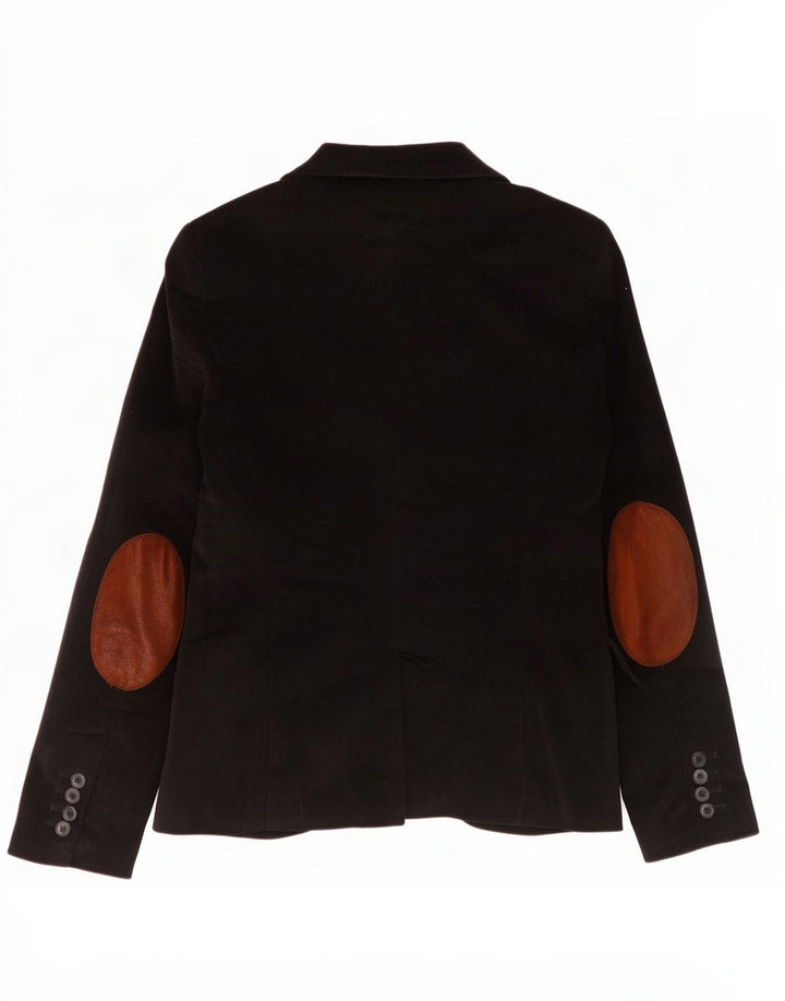 Zara Damen 1-Knopf-Blazer aus Cord, UK 12, Mittelschwarz, Baumwolle