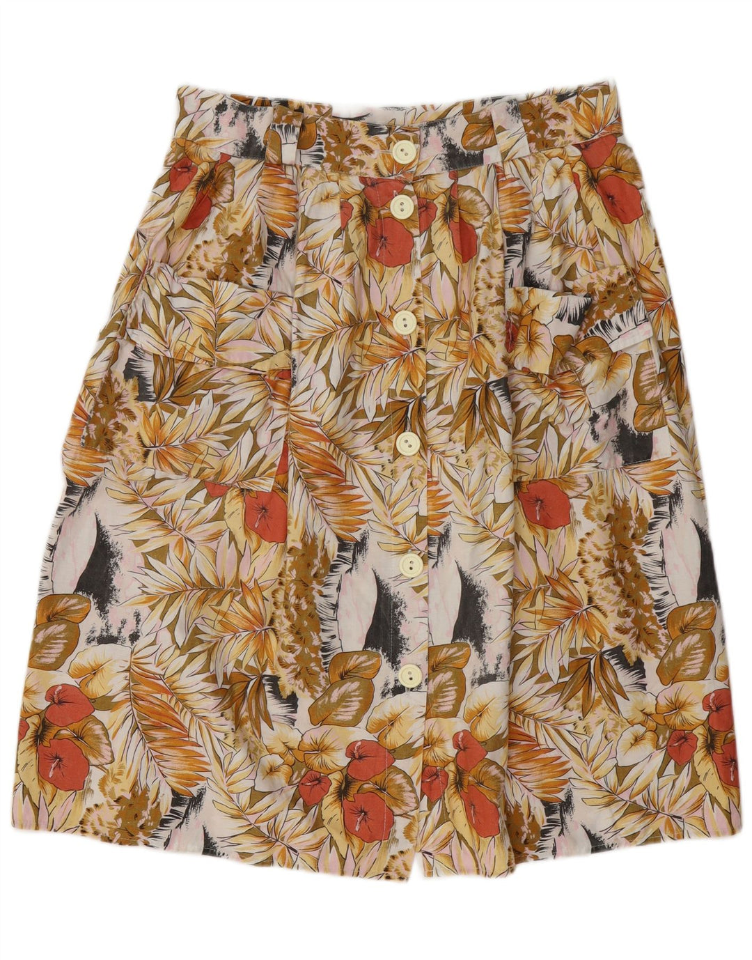 VINTAGE Damen A-Linienrock W34 Großes mehrfarbiges Blumenmuster