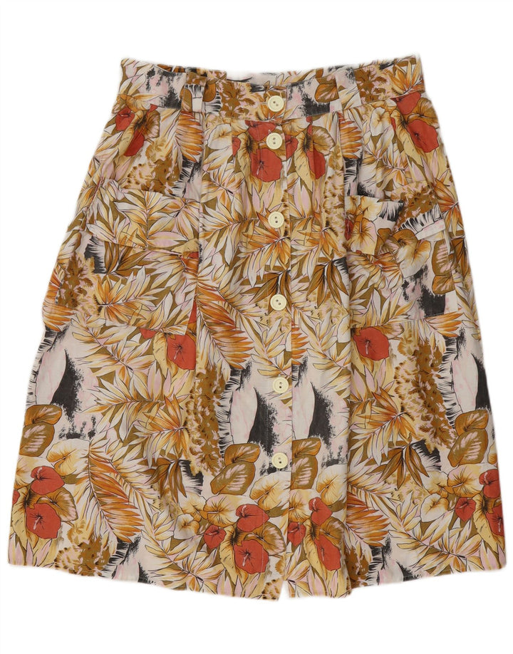 VINTAGE Damen A-Linienrock W34 Großes mehrfarbiges Blumenmuster