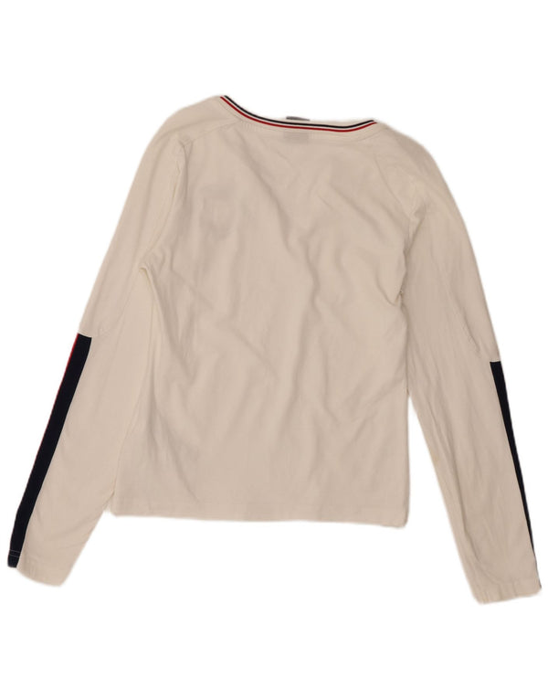 Nike Damen Crop Graphic Top Langarm UK 10/12 Mittelweiß Farbblock