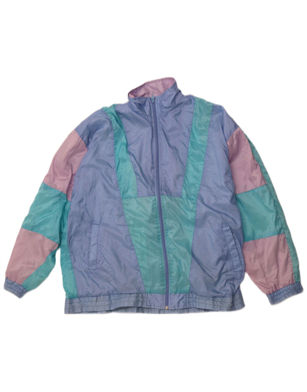 VINTAGE Herren-Trainingsanzug-Oberteil, Jacke, XL, Blau, Farbblock