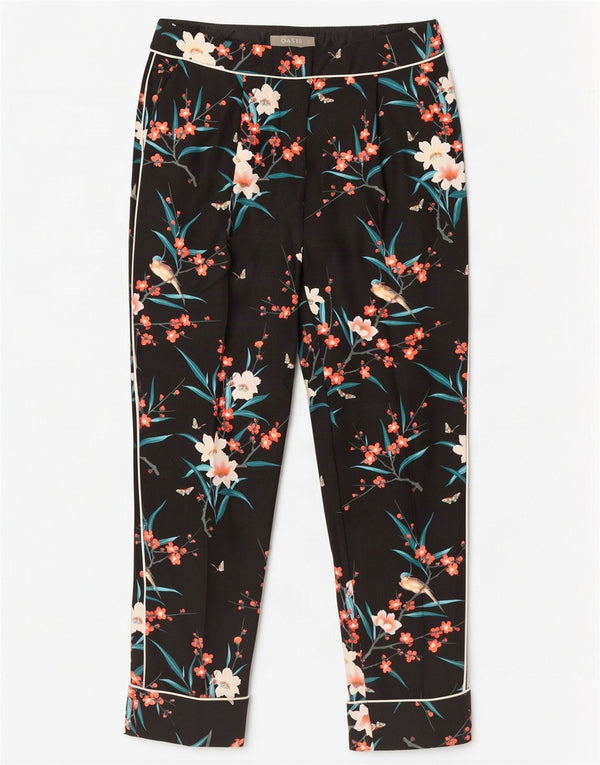 Oasis Slim Cropped-Hose für Damen, UK 8, Größe S, W28, L26, Schwarz mit Blumenmuster