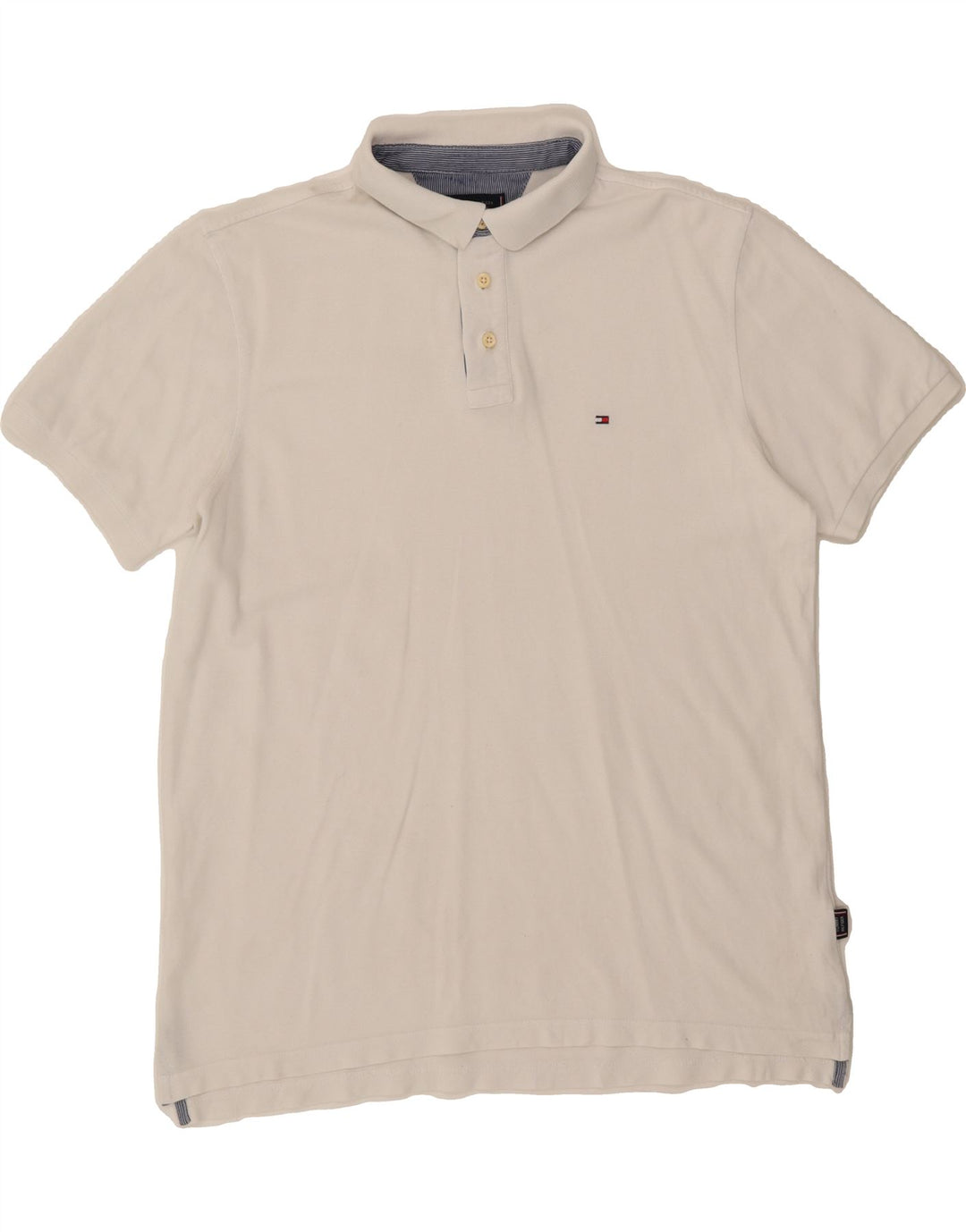 TOMMY HILFIGER Mens Polo Shirt 2XL White Cotton Vintage Tommy Hilfiger and Second-Hand Tommy Hilfiger from Messina Hembry 