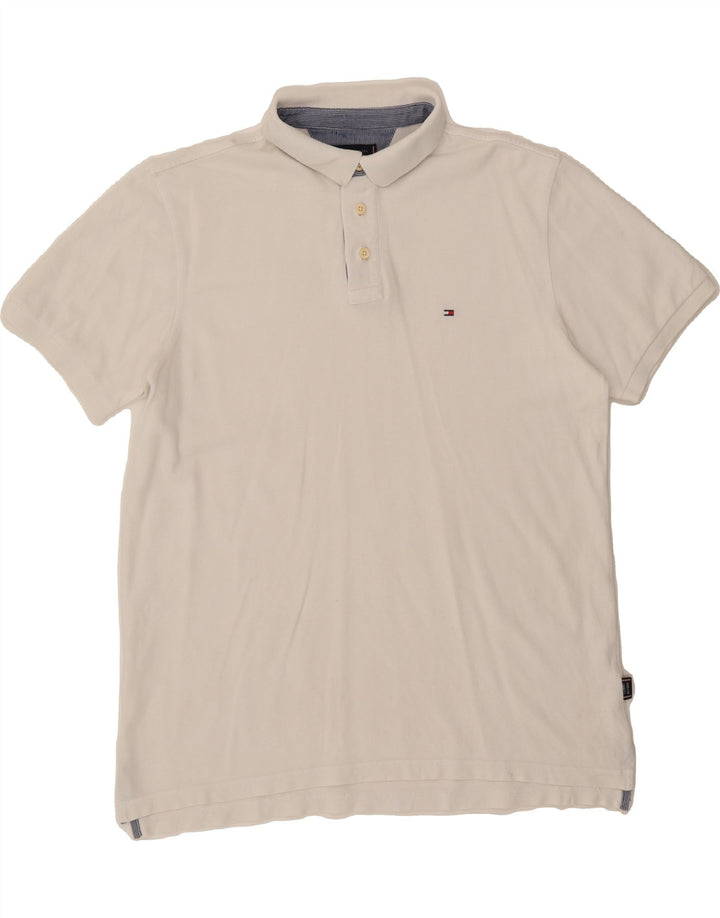 TOMMY HILFIGER Mens Polo Shirt 2XL White Cotton Vintage Tommy Hilfiger and Second-Hand Tommy Hilfiger from Messina Hembry 