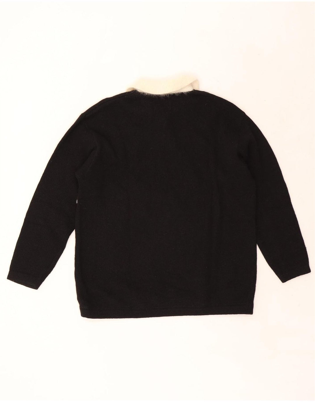 CECILIA BENETTI Damen-Pullover mit Polokragen, Gr. 14, mittelschwarz, geblümt