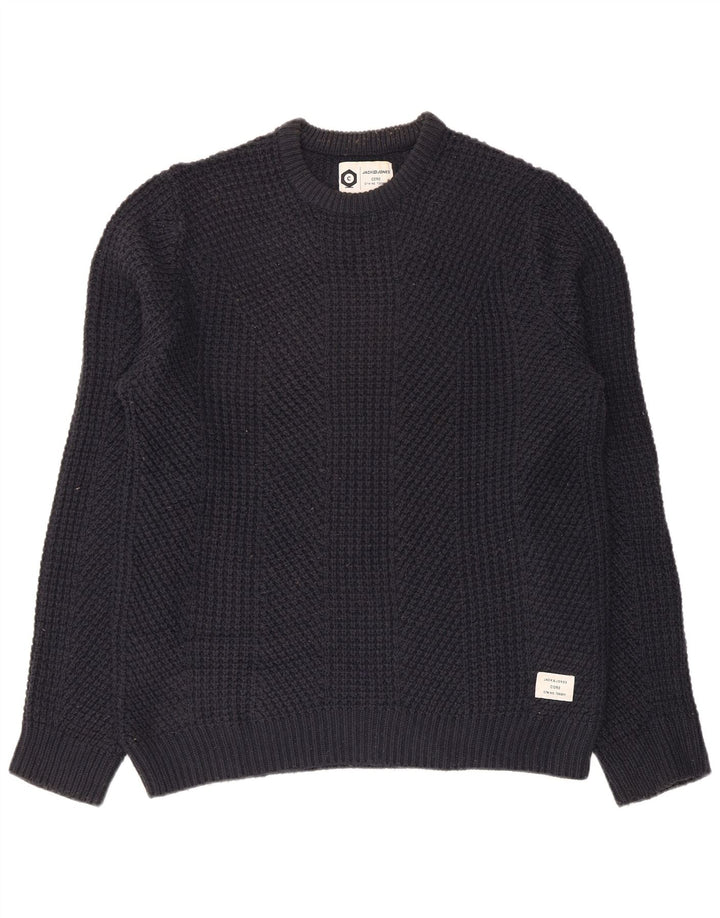 JACK & JONES Herren-Pullover mit Rundhalsausschnitt, groß, marineblaue Baumwolle