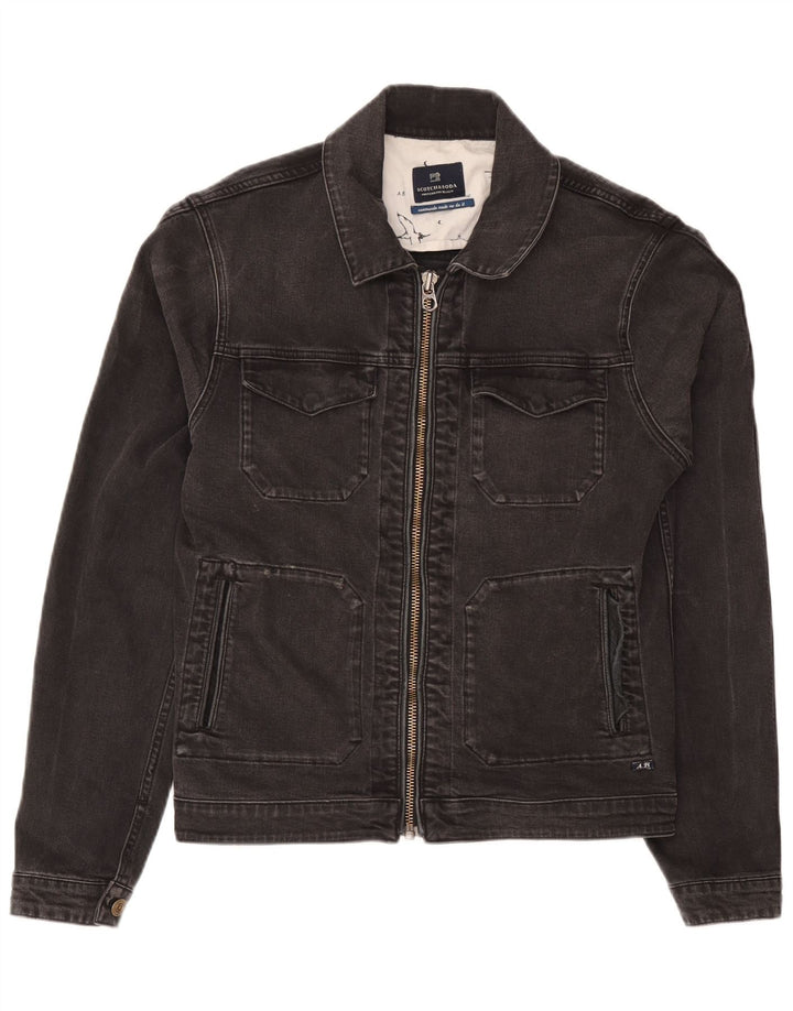 Scotch & Soda Damen Jeansjacke UK 16 Large Graue Baumwolle