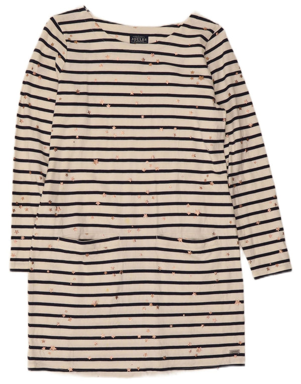 Joules Damen-Etuikleid mit abstraktem Muster, Gr. 10, klein, weiß gestreift