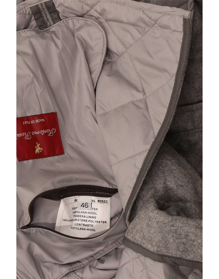 Sartoria Rossi Herren-Blazer mit 3 Knöpfen, gesteppt, IT 46, kleine graue Wolle
