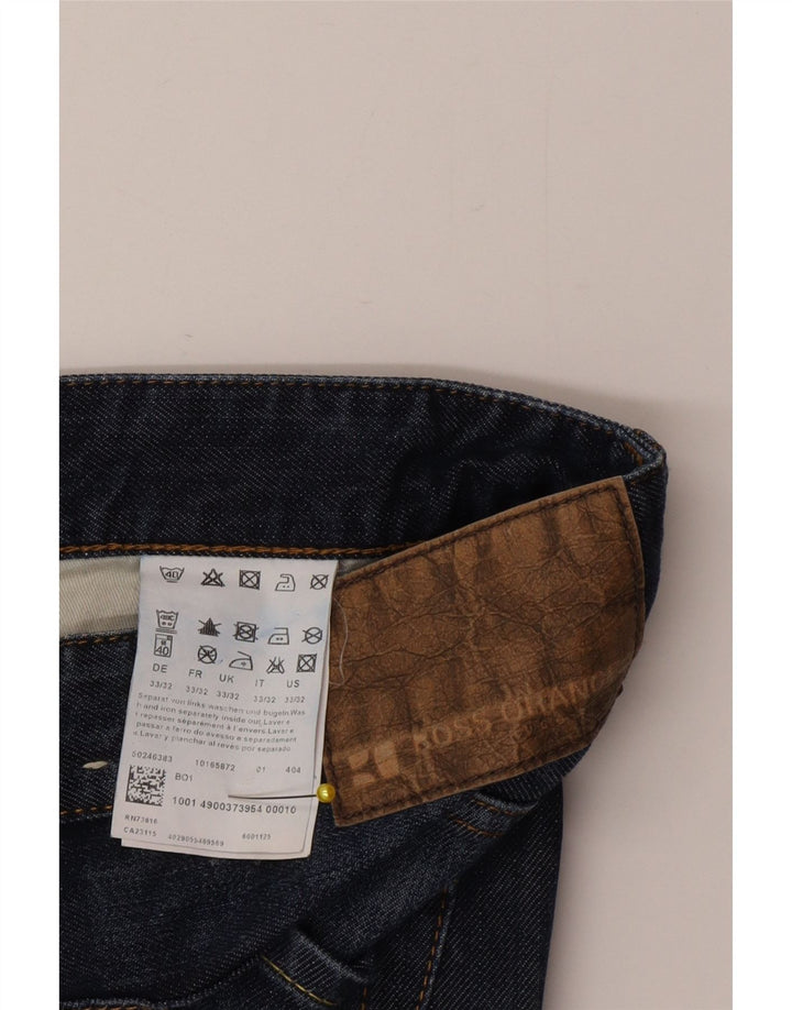 Hugo Boss Herren Straight Jeans W33 L32 Marineblaue Baumwolle