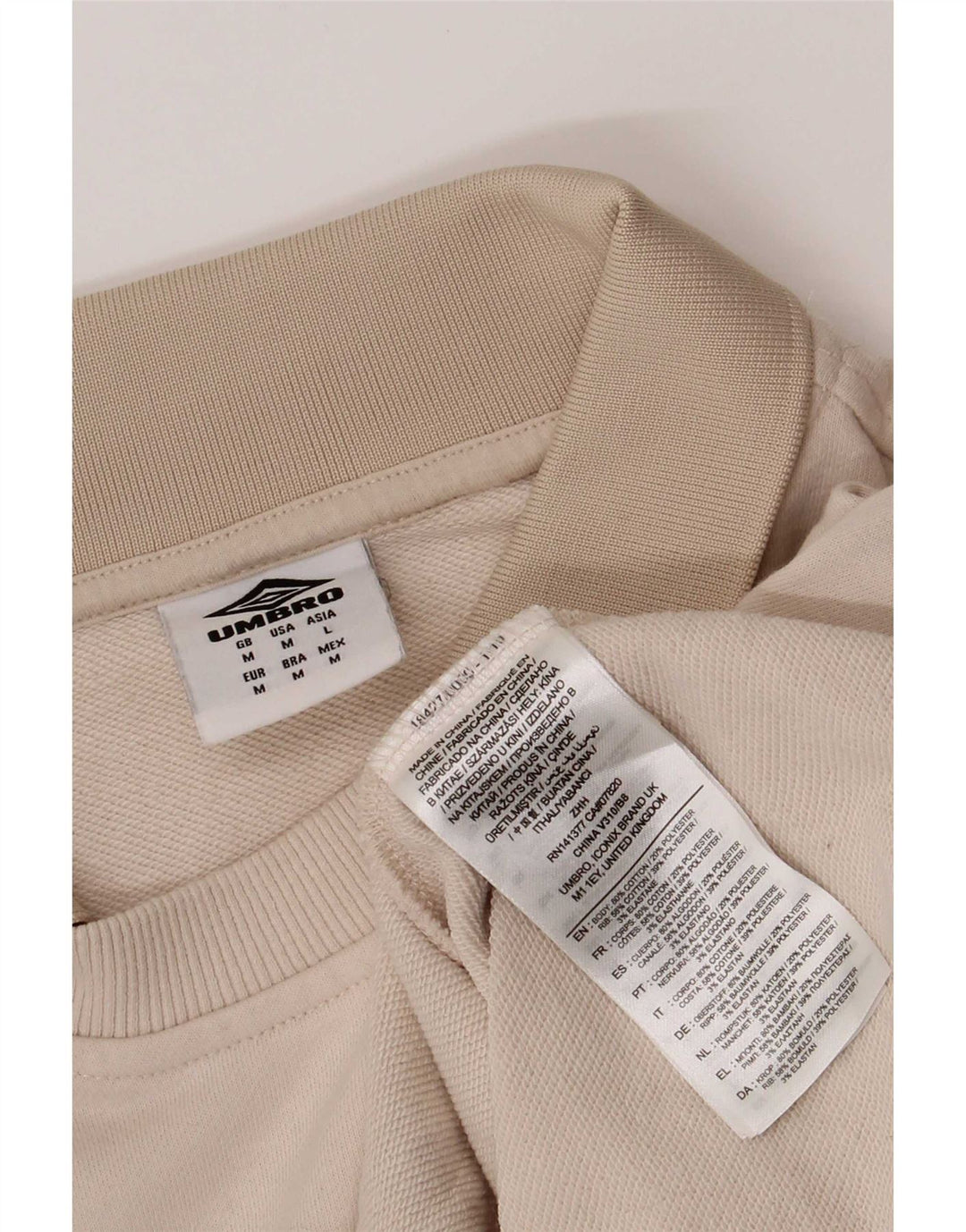 Umbro Herren-Sweatshirt mit Rollkragen, mittelbeigefarbene Blockfarben-Baumwolle