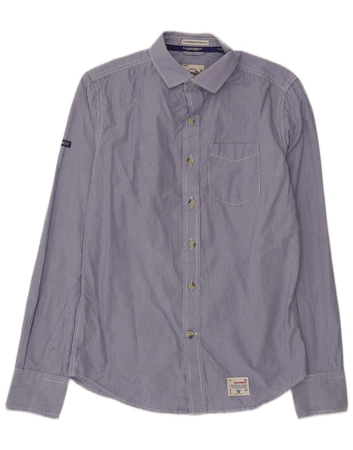 Superdry Herren-Hemd aus Baumwolle mit kleinen blauen Nadelstreifen
