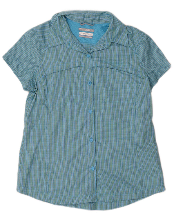 Columbia Damen Omni-Shade Kurzarmhemd UK 12 Mittelblau kariert