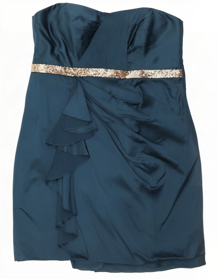 Monsoon Mini-trägerloses Damenkleid, Größe S, Blau, Polyester