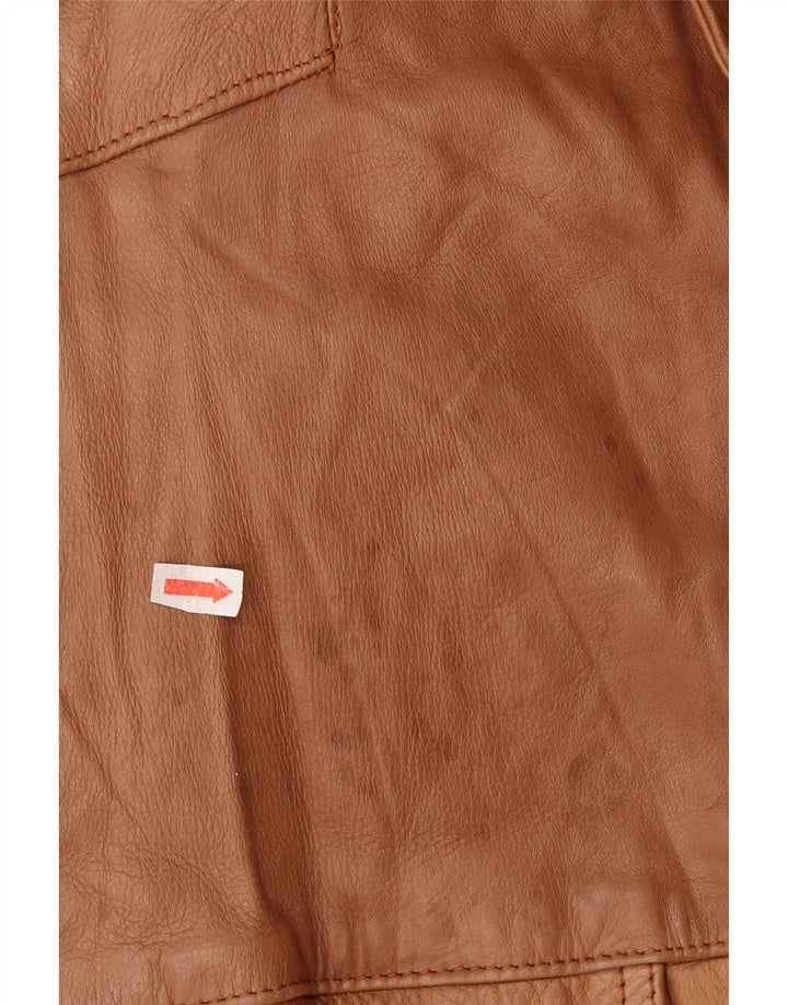 VINTAGE Herren Militärlederjacke UK 44 2XL Braunes Leder