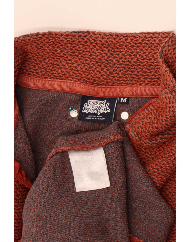 Weird Fish Herren-Sweatshirt mit Reißverschluss am Hals, mittelorange Baumwolle