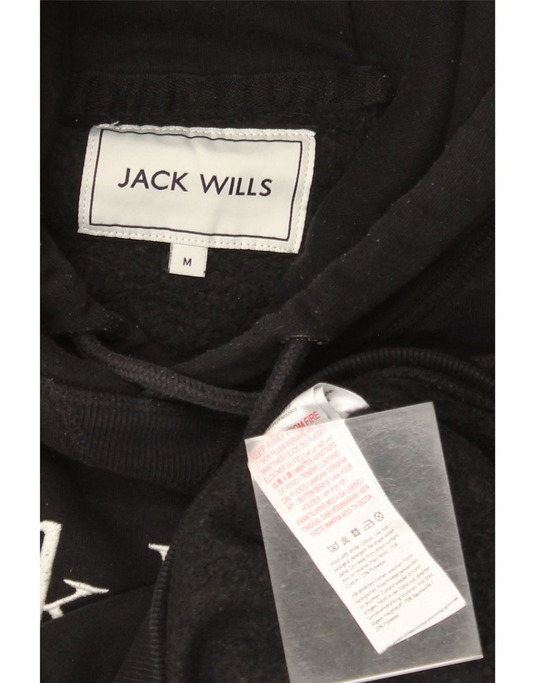 JACK WILLS Herren-Kapuzenpullover mit Grafik, mittelschwarz, Baumwolle