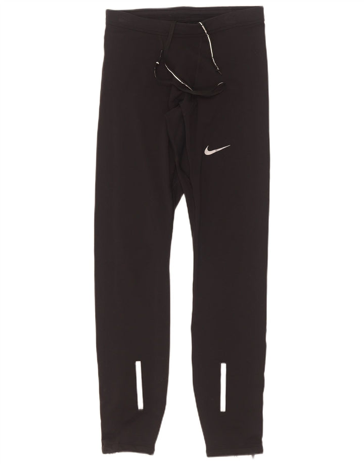 Nike Damen Dri Fit Leggings UK 12 Mittelschwarzes Nylon