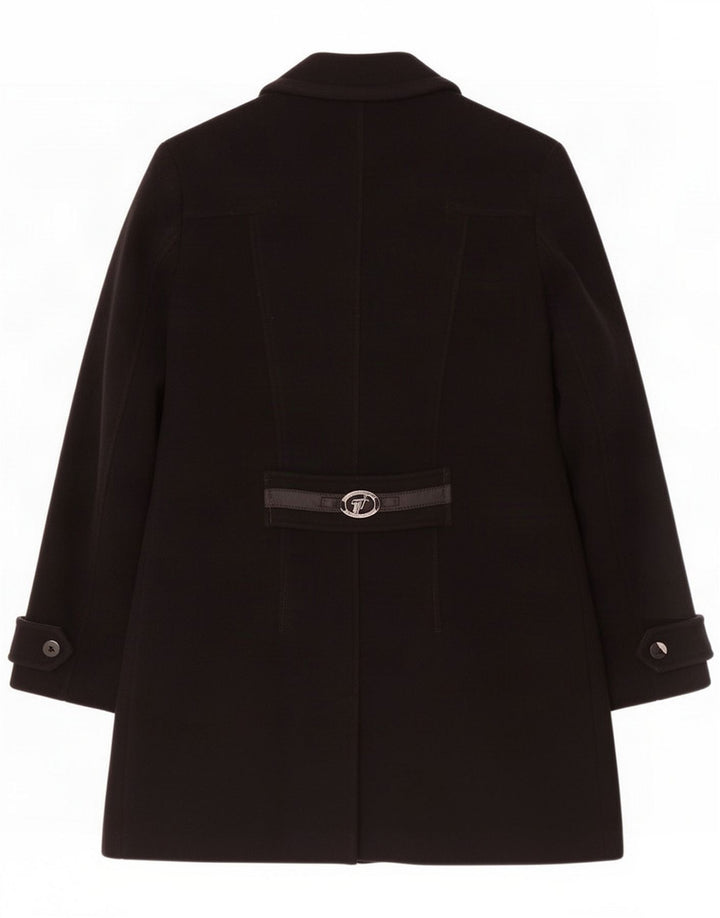 Trussardi Damen Zweireihiger Mantel IT 44 Medium Black Wool Classic