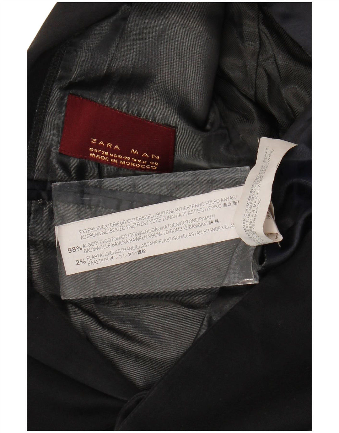 Zara Herren-Blazer mit 2 Knöpfen, EU 50, mittelschwarze Baumwolle