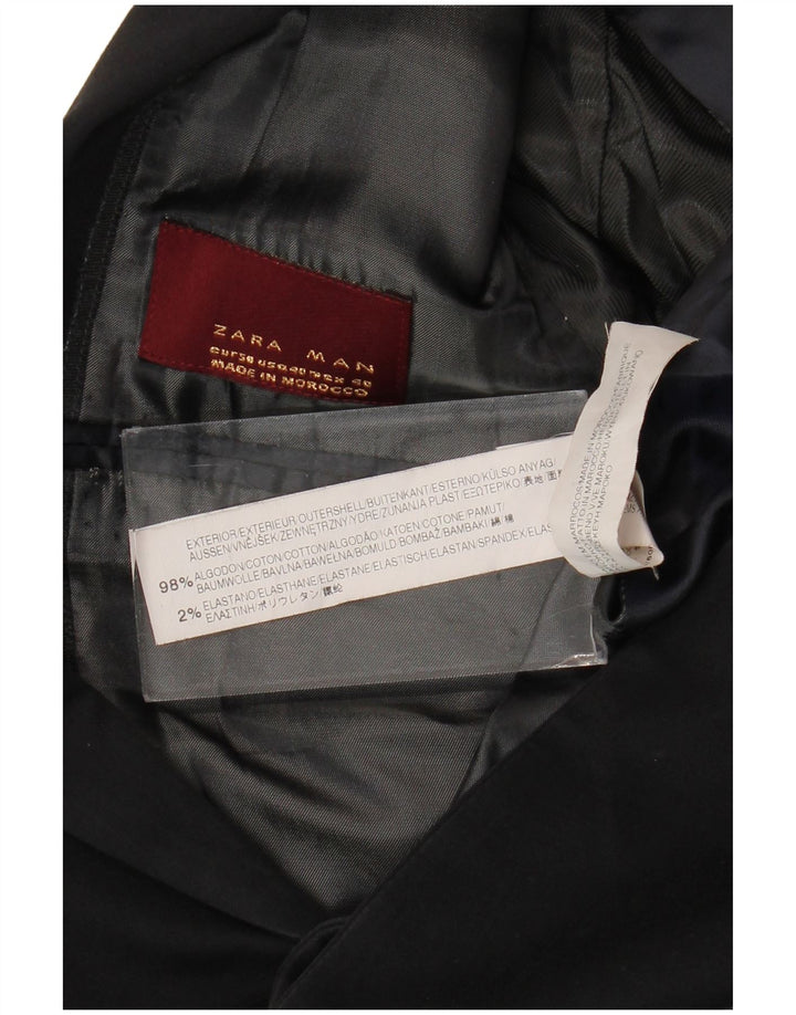 Zara Herren-Blazer mit 2 Knöpfen, EU 50, mittelschwarze Baumwolle