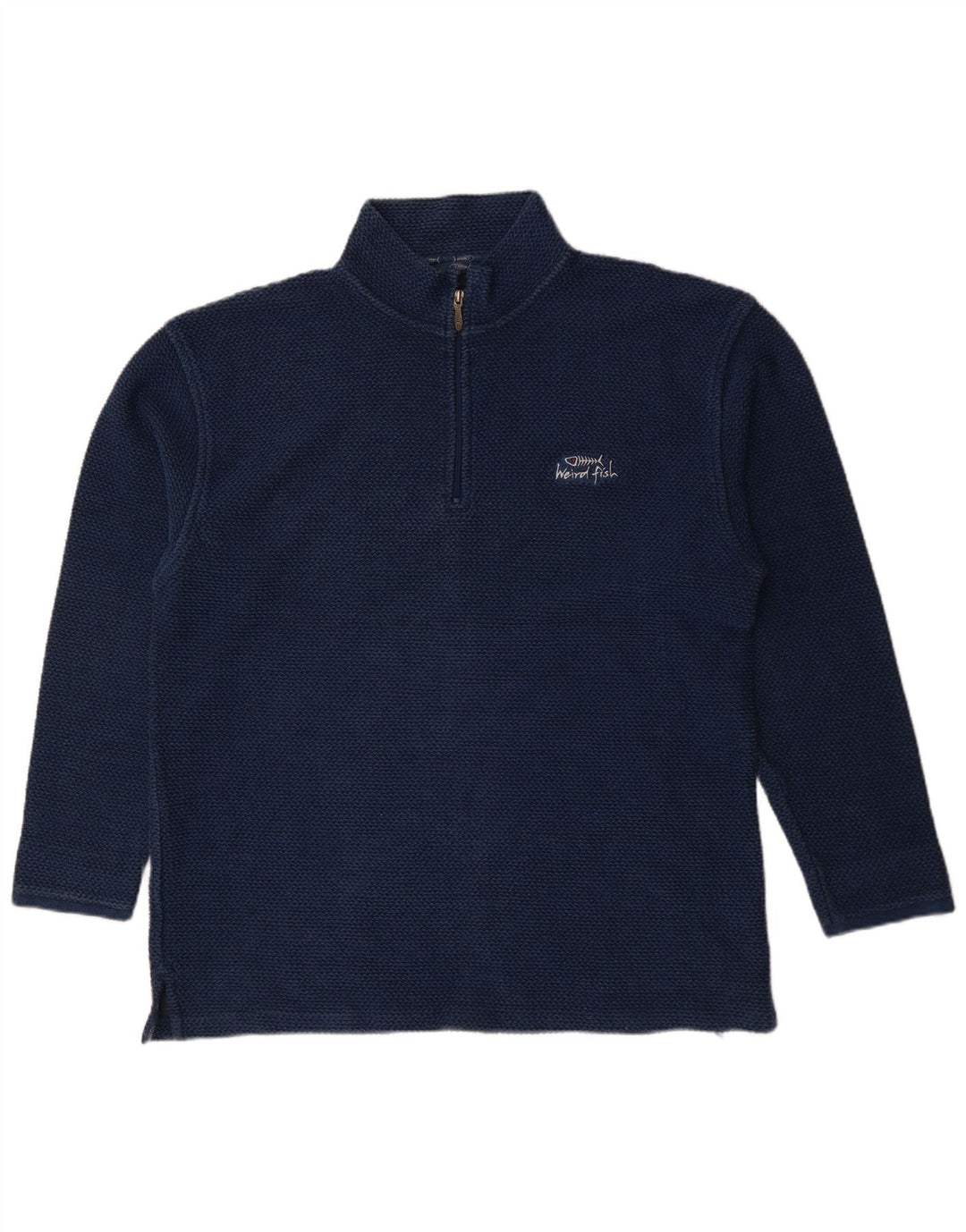 Weird Fish Herren-Sweatshirt mit Reißverschluss am Hals, 2XL, Marineblau, Baumwolle