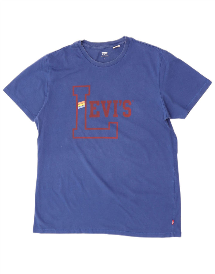 Levi's Damen Grafik-T-Shirt-Oberteil UK 16 Large Blau