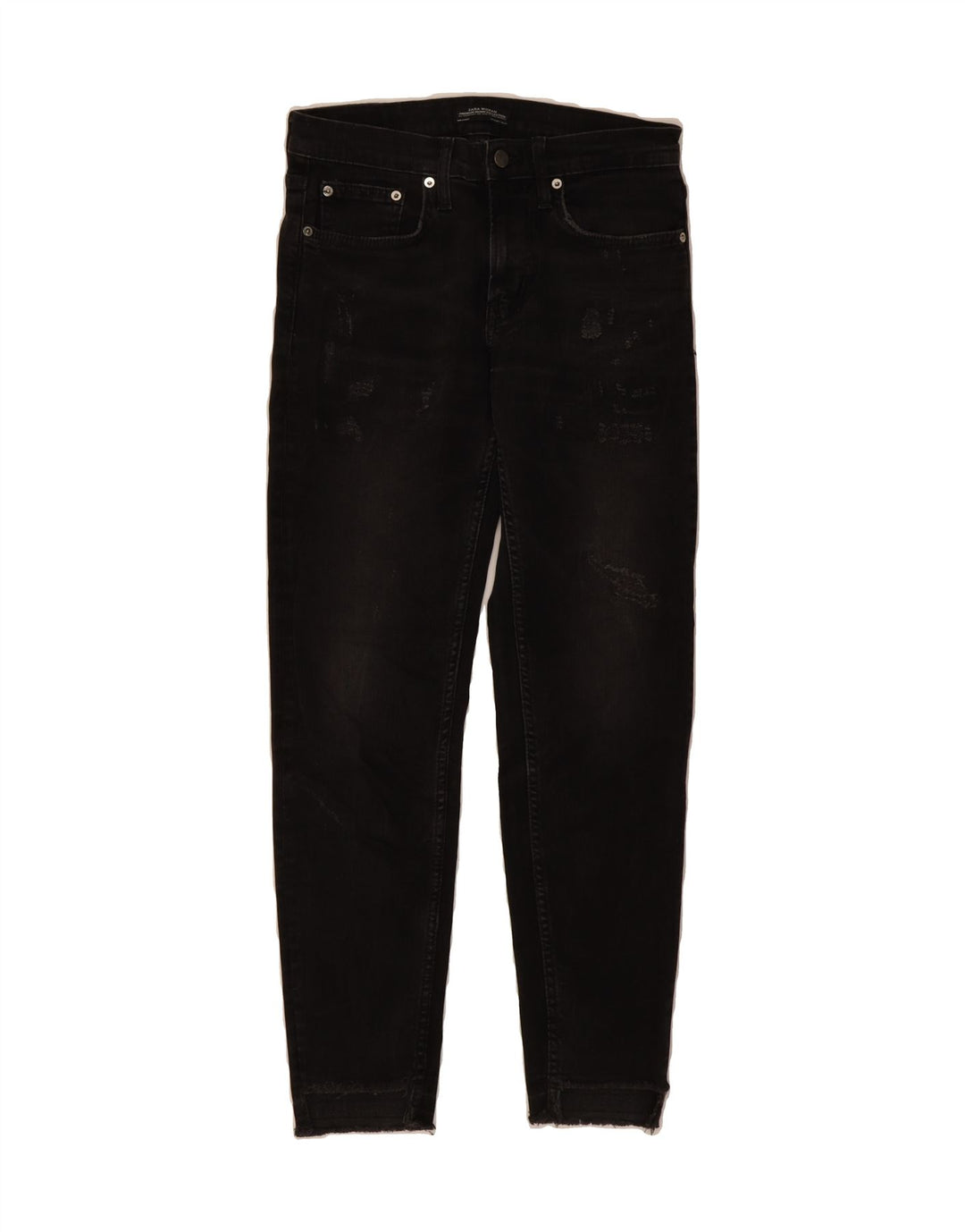 ZARA Womens Distressed Slim Jeans EU 34 2XS W24  L27 Black Vintage Zara and Second-Hand Zara from Messina Hembry 