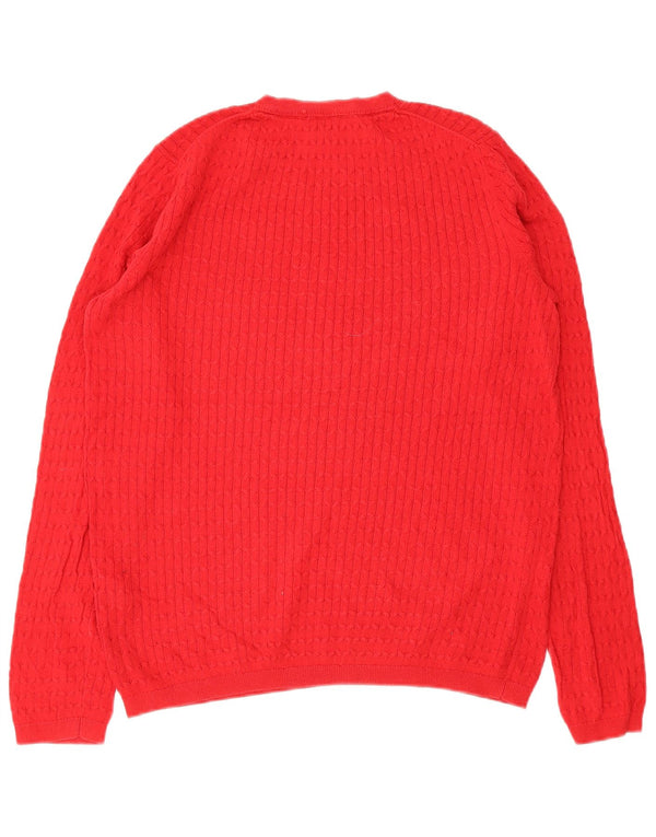 Tommy Hilfiger Damen-Pullover mit Rundhalsausschnitt, UK 16, Größe L, rot, Baumwolle