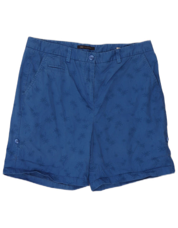 Marks & Spencer Damen Chinoshorts UK 14 Large W34 Blaue Hawaii-Baumwolle