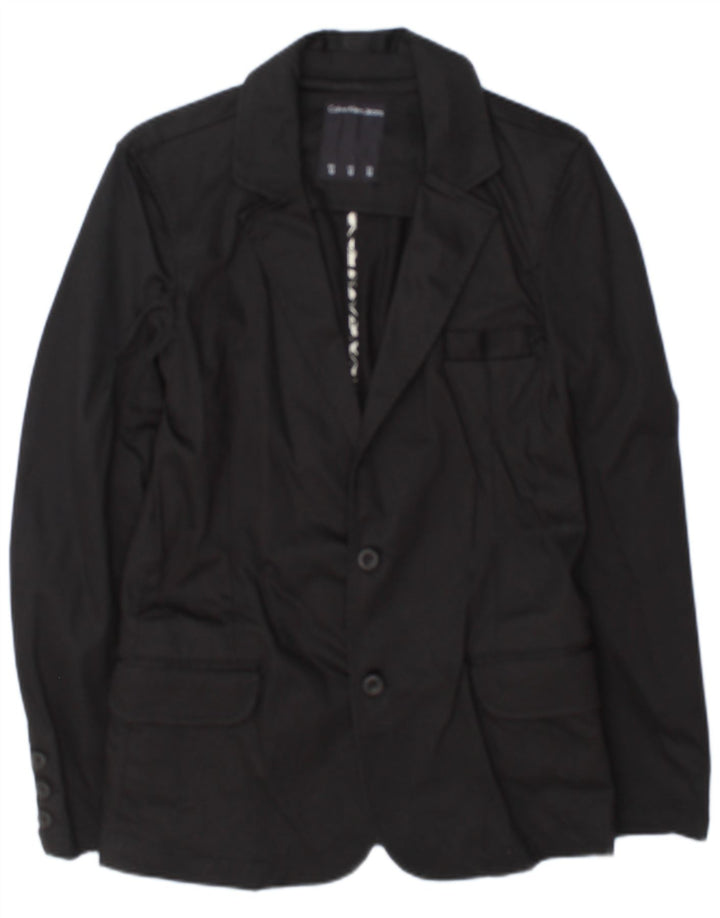 Calvin Klein Jeans Herren 2-Knopf-Blazerjacke UK 38 Mittelschwarze Baumwolle