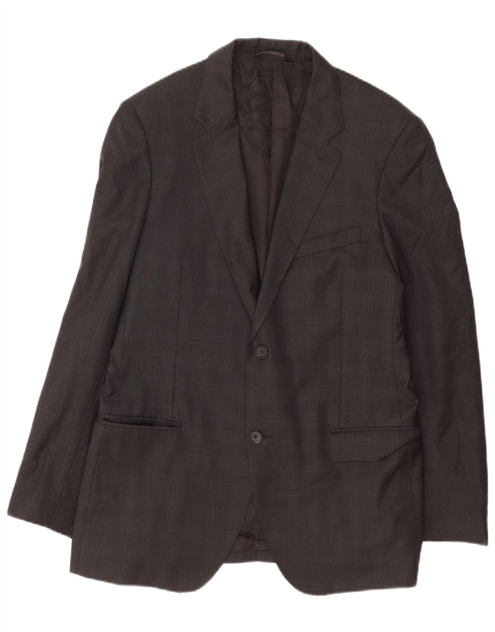 Calvin Klein Herren-Blazer mit 2 Knöpfen, IT 50, große grau karierte Wolle
