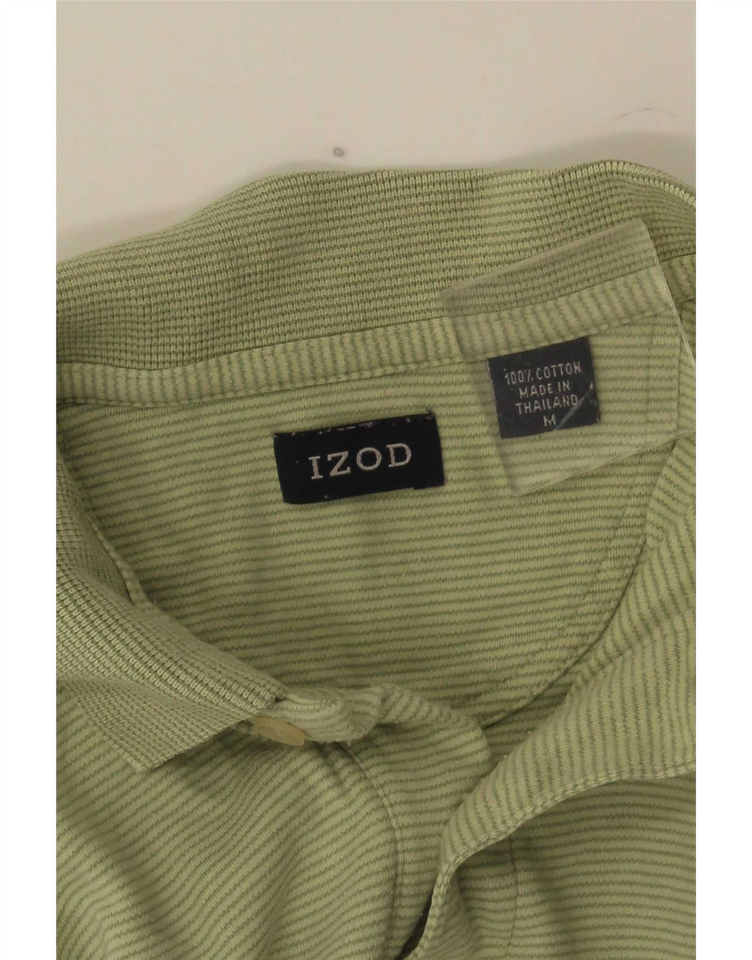 Izod Herren-Poloshirt aus mittelgrüner Nadelstreifen-Baumwolle