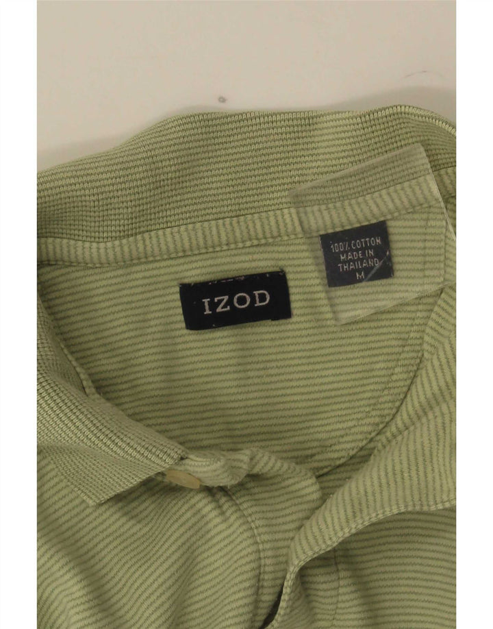 Izod Herren-Poloshirt aus mittelgrüner Nadelstreifen-Baumwolle