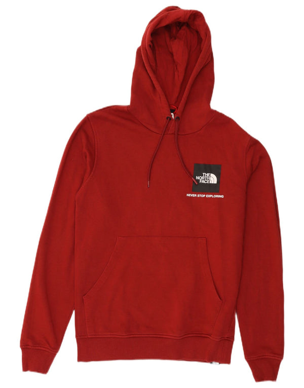 The North Face Mens Graphic Hoodie Jumper Small Burgundy Cotton
