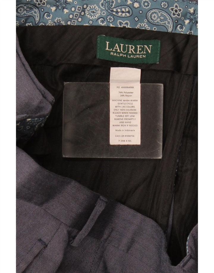 Gerade Herren-Anzughose von Ralph Lauren, W33, L30, marineblaues Polyester