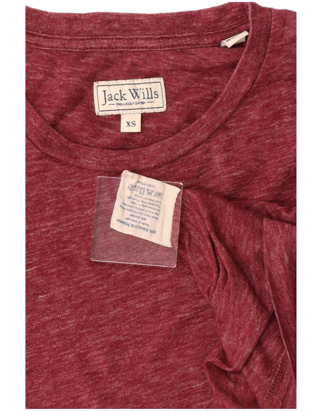 JACK WILLS Herren T-Shirt XS Burgund Baumwolle