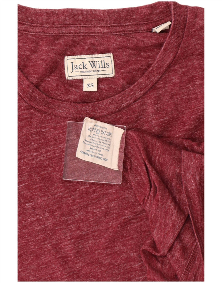 JACK WILLS Herren T-Shirt XS Burgund Baumwolle