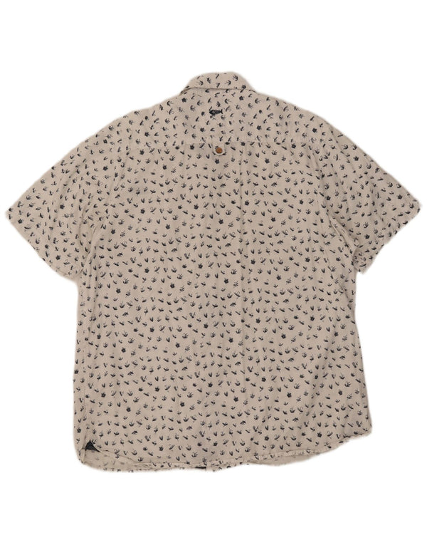 Weird Fish Herren-Kurzarmhemd mit abstraktem Muster, 2XL, weiße Baumwolle