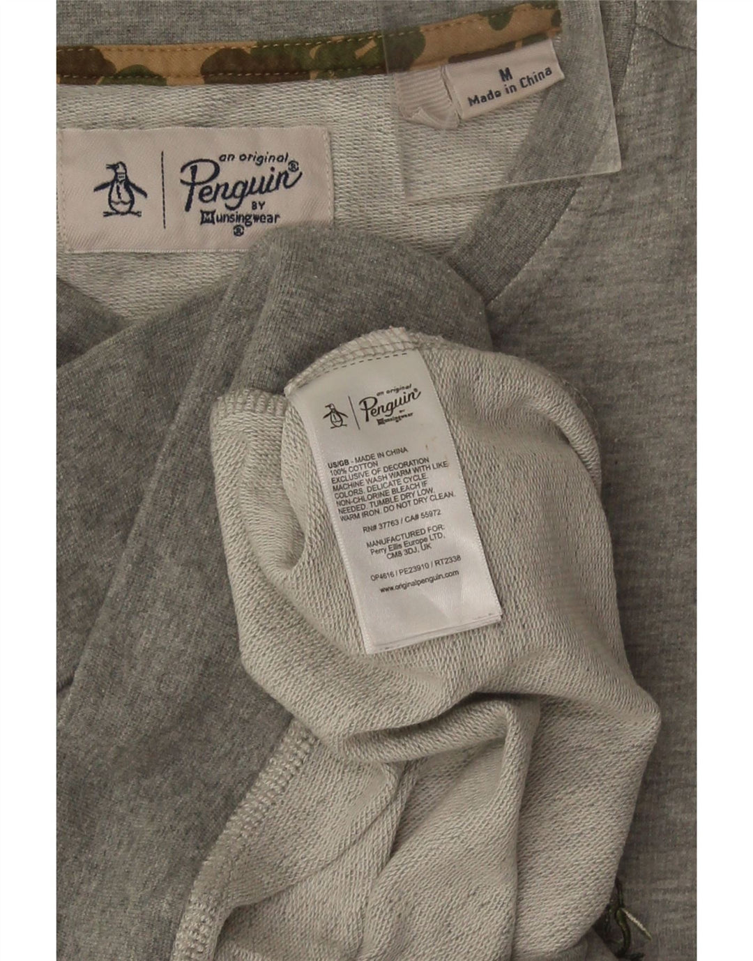Penguin Herren-Sweatshirt aus mittelgrau gesprenkelter Baumwolle