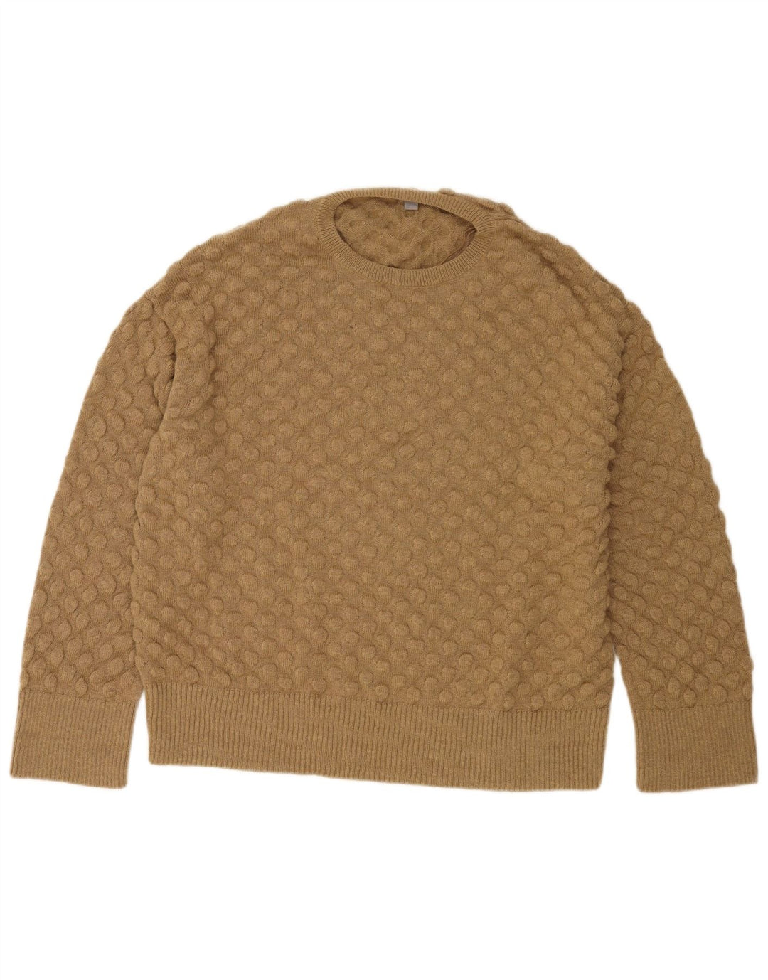 Cos Herren-Pullover mit Rundhalsausschnitt, mittelbeige Wolle