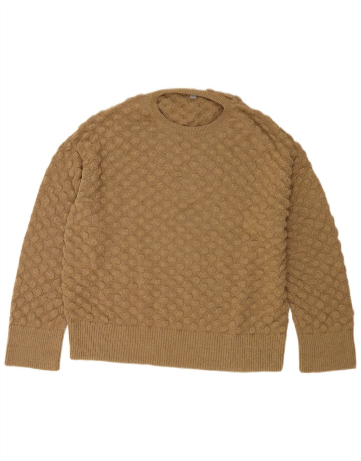 Cos Herren-Pullover mit Rundhalsausschnitt, mittelbeige Wolle