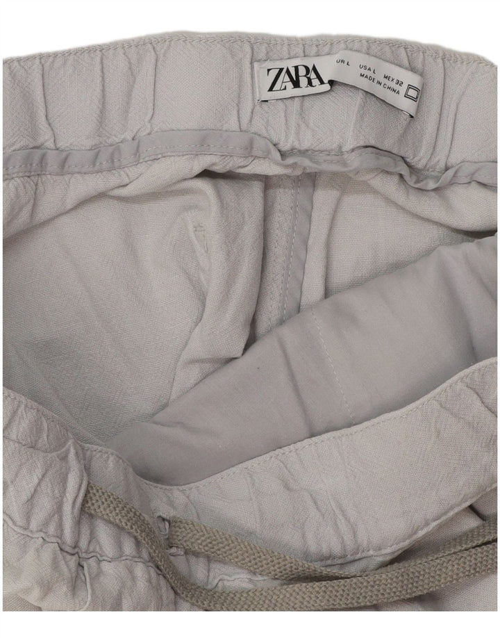Zara Damen Jogger-Chinohose, Größe L, W32, L28, Grau