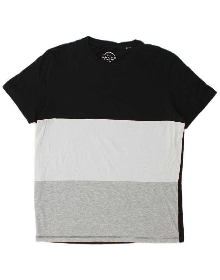 Jack & Jones Herren T-Shirt Top Large Schwarz Colourblock